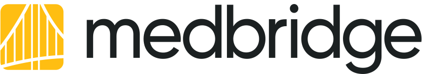 MedBridge logo with black text and an abstract yellow design on a white background.